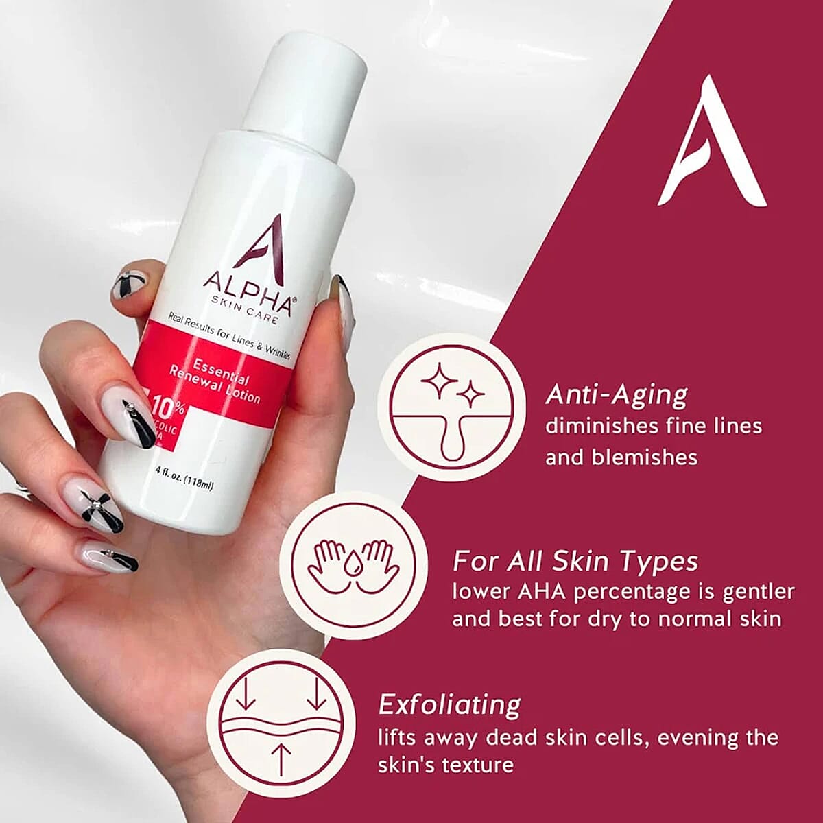 ALPHA Skincare Essential Renewal Lotion with 10% Glycolic AHA (4oz) image number 3