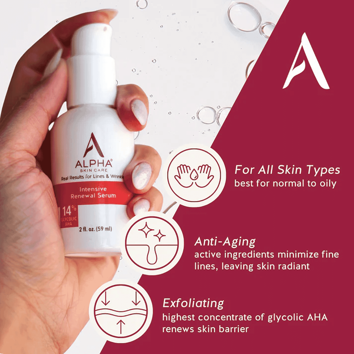 ALPHA Skincare Intensive Renewal Serum with 14% Glycolic AHA (2oz) image number 2