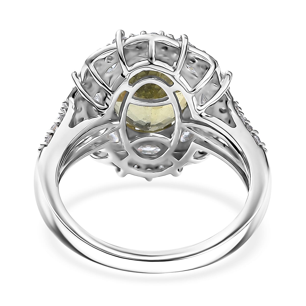 D'Joy Premium Yellow Apatite and Moissanite 5.10 ctw Imperial Dawn Ring in Rhodium Over Sterling Silver (Size 6.0) image number 4