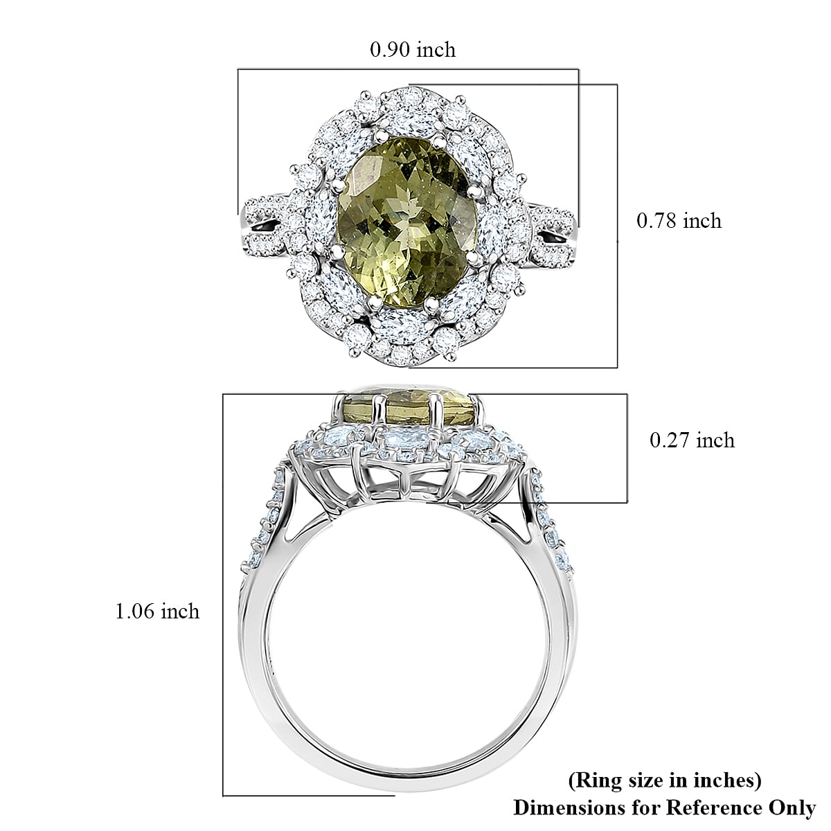 D'Joy Premium Yellow Apatite and Moissanite 5.10 ctw Imperial Dawn Ring in Rhodium Over Sterling Silver (Size 6.0) image number 5
