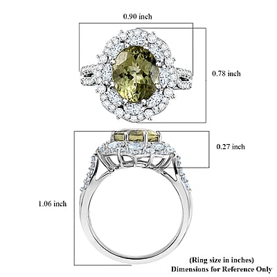 D'Joy Premium Yellow Apatite and Moissanite 5.10 ctw Imperial Dawn Ring in Rhodium Over Sterling Silver (Size 7.0)