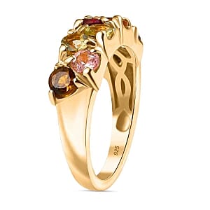 Multi-Tourmaline 1.64 ctw Fancy Ring in Vermeil Yellow Gold Over Sterling Silver (Size 11.5)