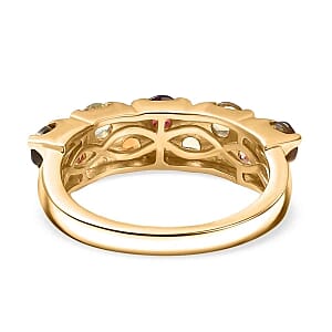 Multi-Tourmaline 1.64 ctw Fancy Ring in Vermeil Yellow Gold Over Sterling Silver (Size 11.5)