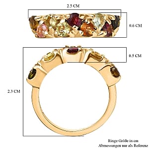 Multi-Tourmaline 1.64 ctw Fancy Ring in Vermeil Yellow Gold Over Sterling Silver (Size 11.5)