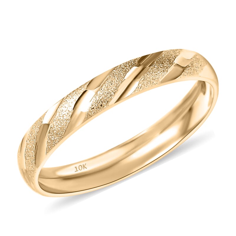10K Yellow Gold Diagonal Dual-Texture Band Ring (Size 6.0) 1.25 Grams