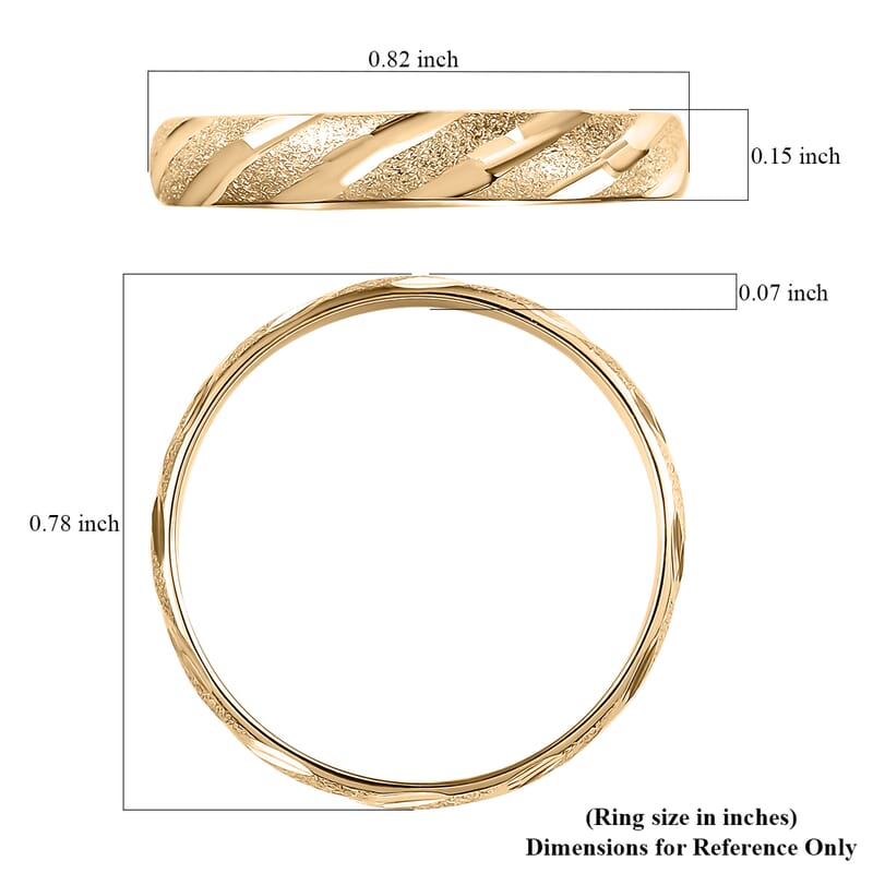 10K Yellow Gold Diagonal Dual-Texture Band Ring (Size 6.0) 1.25 Grams