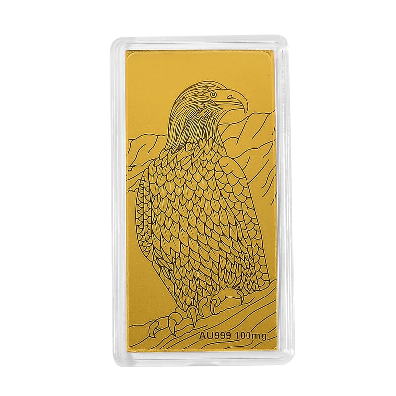 24K Gold Bald Eagle Emboss Sheet 55x30mm 100mg