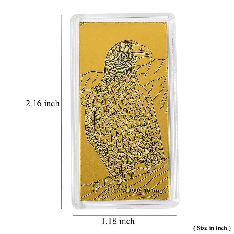 24K Gold Bald Eagle Emboss Sheet 55x30mm 100mg
