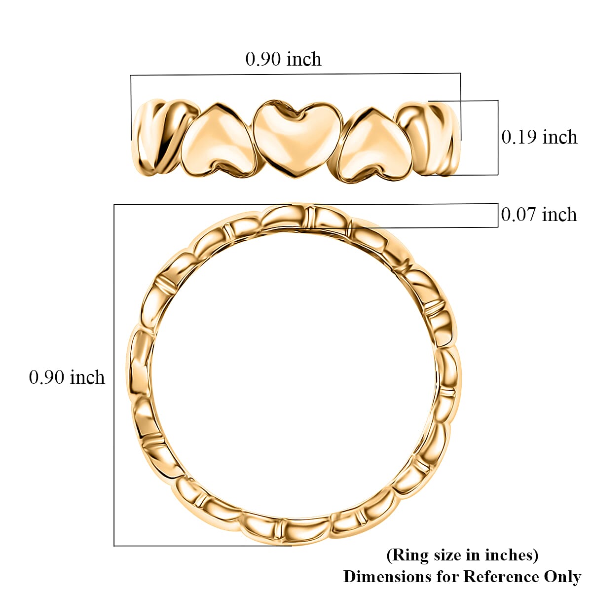 Luxoro Golden Heartline Band Ring in 10K Yellow Gold (Size 7.0) 2.50 Grams image number 5