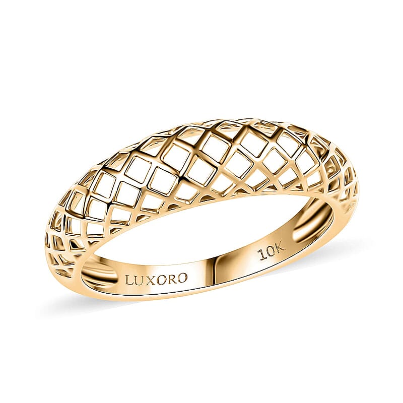 Luxoro 10K Yellow Gold Lattice Architecture Ring (Size 6.0) 2 Grams