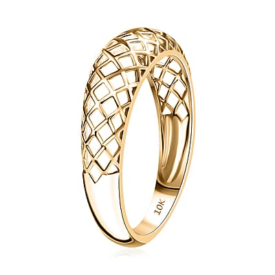Luxoro 10K Yellow Gold Lattice Architecture Ring (Size 7.0) 2 Grams