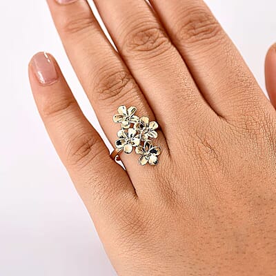 Luxoro 10K Yellow Gold Bouquet of Flowers Ring 4.10 Grams(Size 11.0)