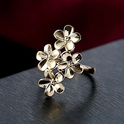 Luxoro 10K Yellow Gold Bouquet of Flowers Ring (Size 6.0) 4.10 Grams