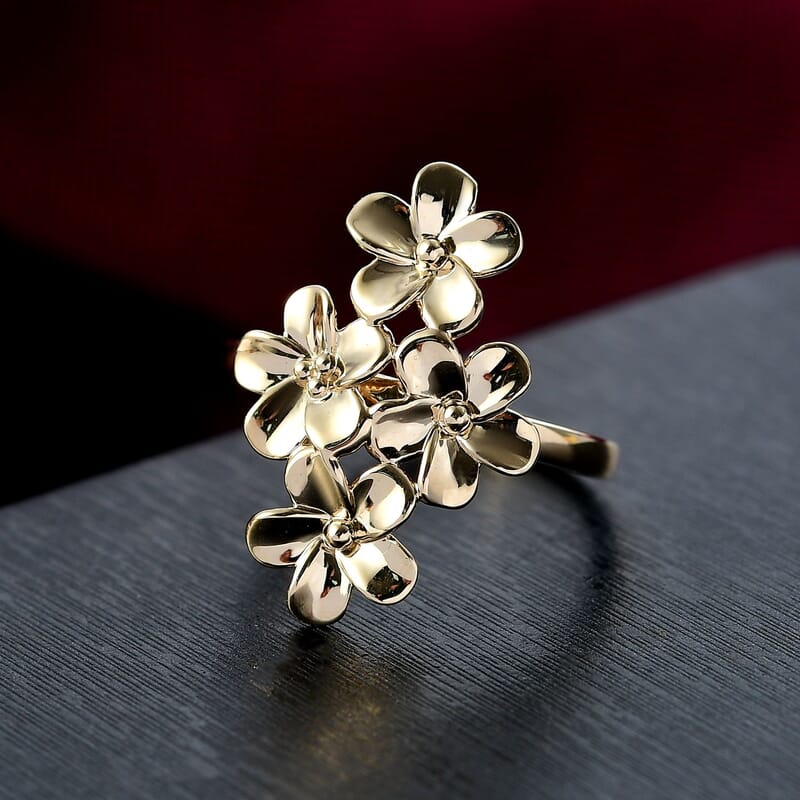 Luxoro 10K Yellow Gold Bouquet of Flowers Ring (Size 6.0) 4.10 Grams