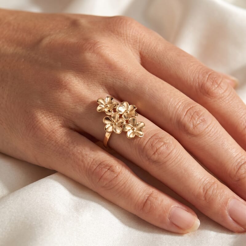 Luxoro 10K Yellow Gold Bouquet of Flowers Ring (Size 6.0) 4.10 Grams