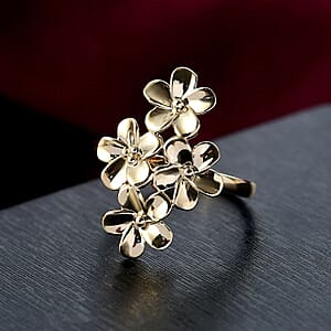 Luxoro 10K Yellow Gold Bouquet of Flowers Ring 4.10 Grams(Size 8.0)