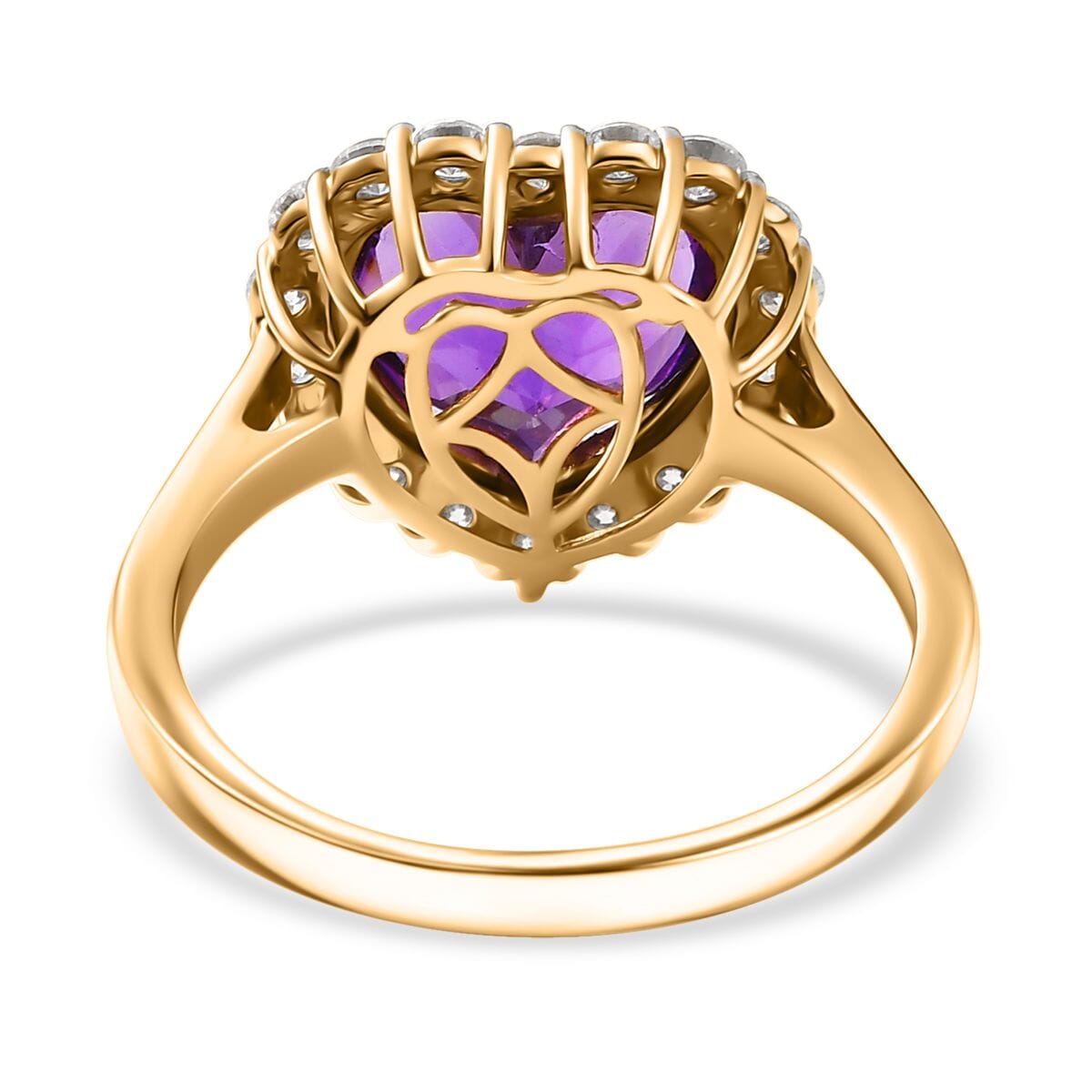 D’Joy AAA Lusaka Amethyst and Moissanite 7.10 ctw Heart Ring in 18K Vermeil Yellow Gold Over Sterling Silver (Size 7.0)  image number 4
