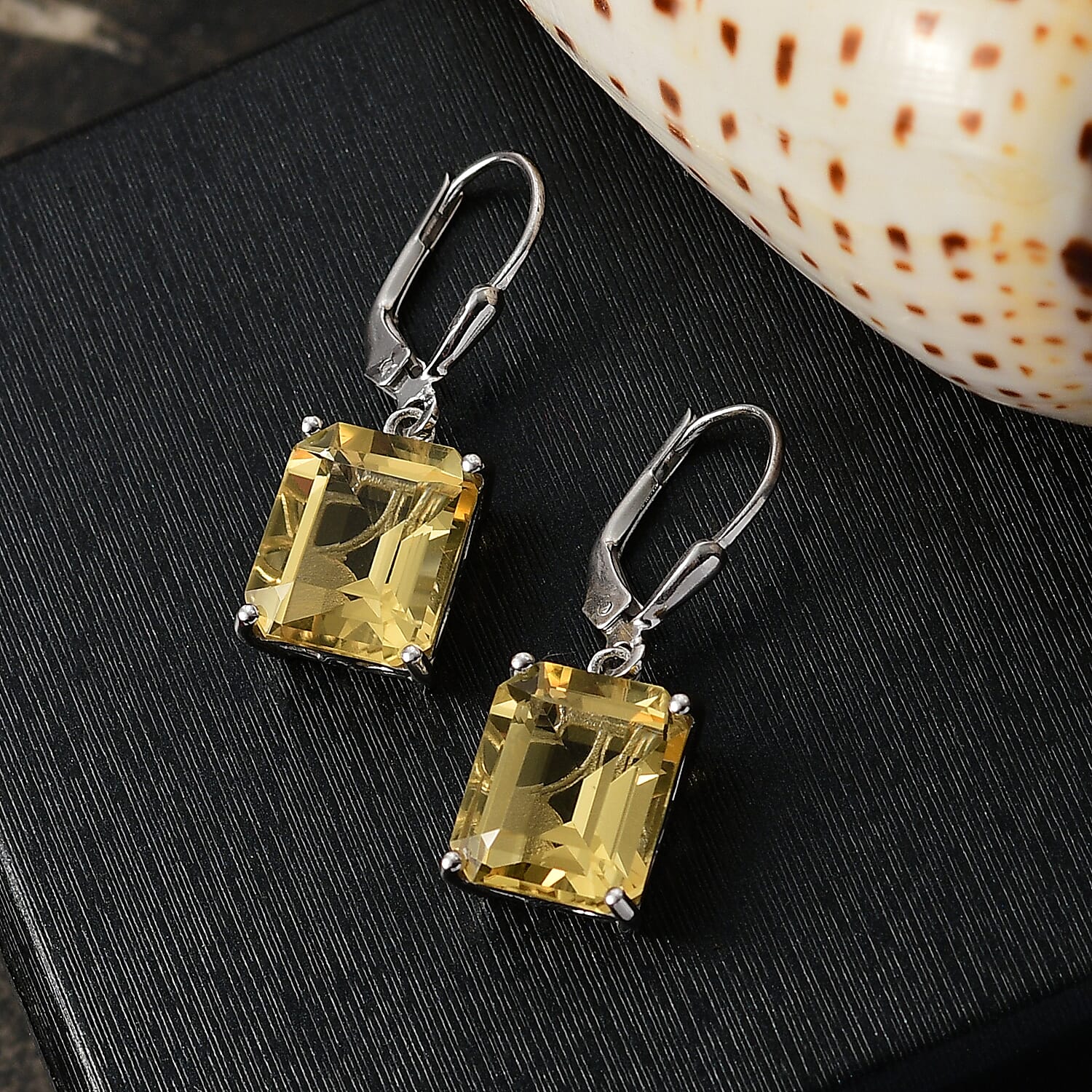 D'Joy Yellow Labradorite 10.75 ctw Elegant Lever Back Earrings in Rhodium Over Sterling Silver