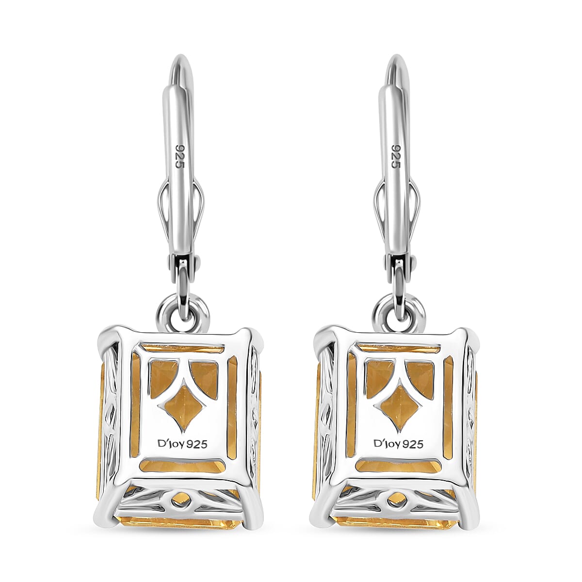 D'Joy Yellow Labradorite 10.75 ctw Elegant Lever Back Earrings in Rhodium Over Sterling Silver
