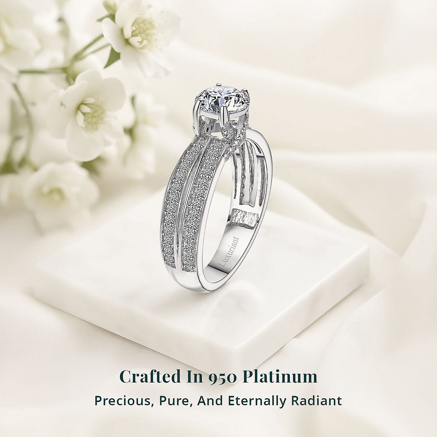 IGI Certified Luxuriant Lab Grown Diamond E-F VS 1.50 ctw Ring in 950 Platinum (Size 7.0)