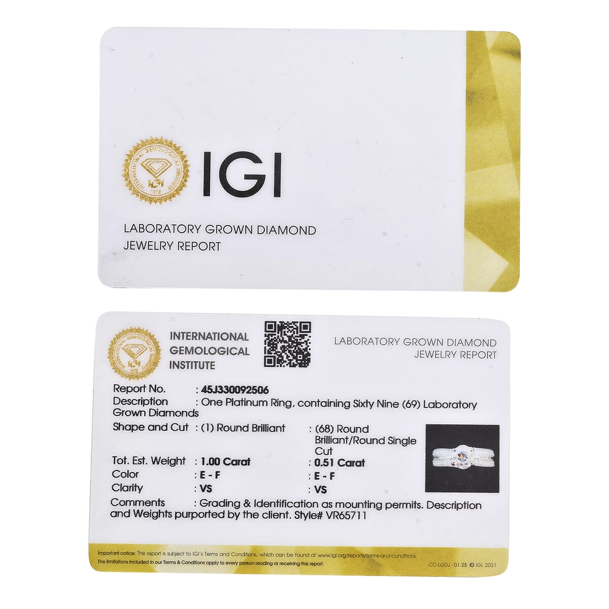 IGI Certified Luxuriant Lab Grown Diamond E-F VS 1.50 ctw Ring in 950 Platinum (Size 7.0) image number 6
