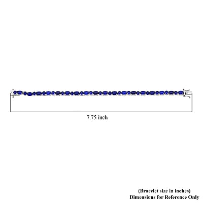 D'Joy Premium Tanzanian Blue Spinel (DF) 13.90 ctw Midnight Elegance Bracelet in Rhodium Over Sterling Silver (6.50 In)