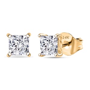 IGI Certified Luxuriant Lab Grown Diamond E-F VS 1.00 ctw Solitaire Stud Earrings in 14K Yellow Gold 