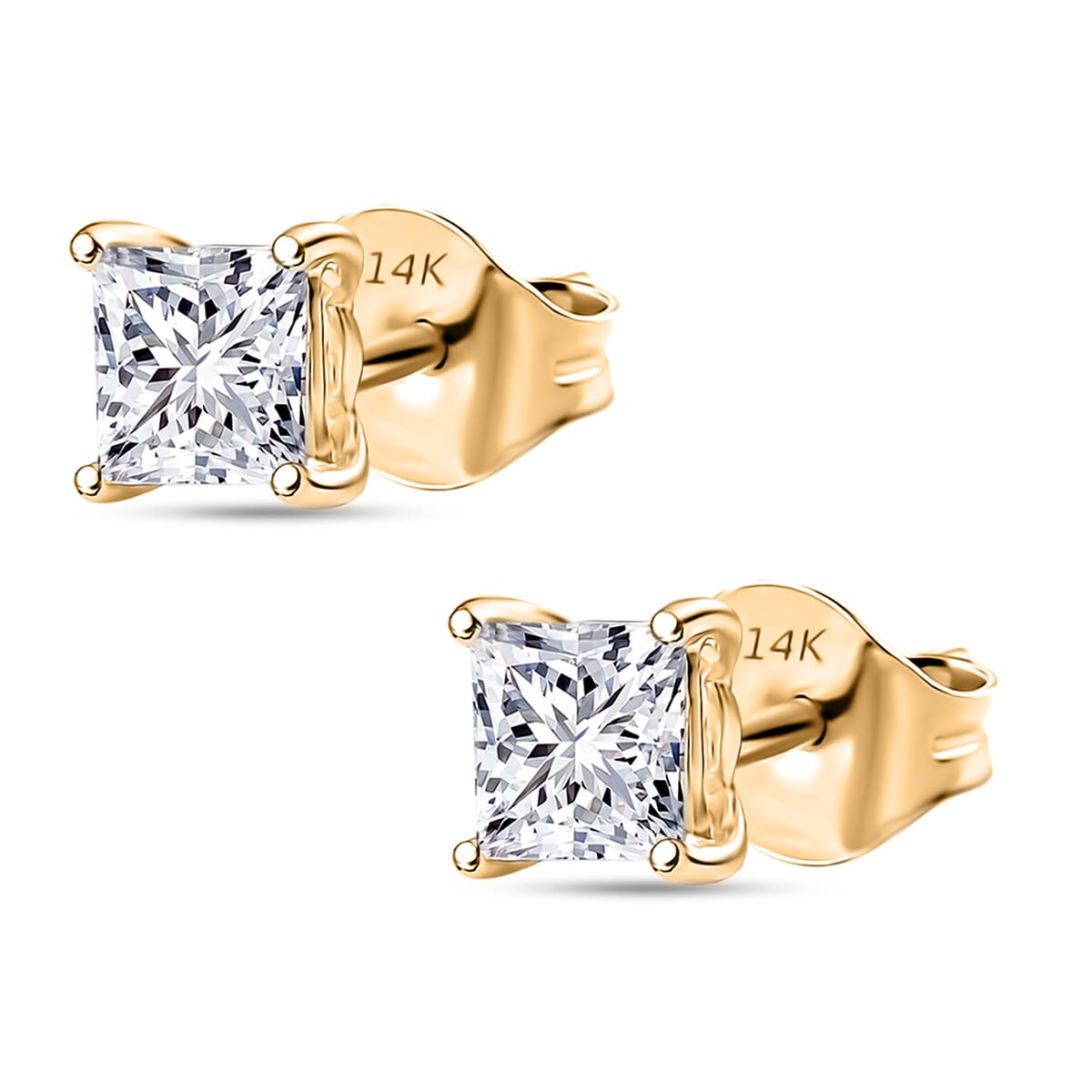 IGI Certified Luxuriant Lab Grown Diamond E-F VS 1.00 ctw Solitaire Stud Earrings in 14K Yellow Gold  image number 3