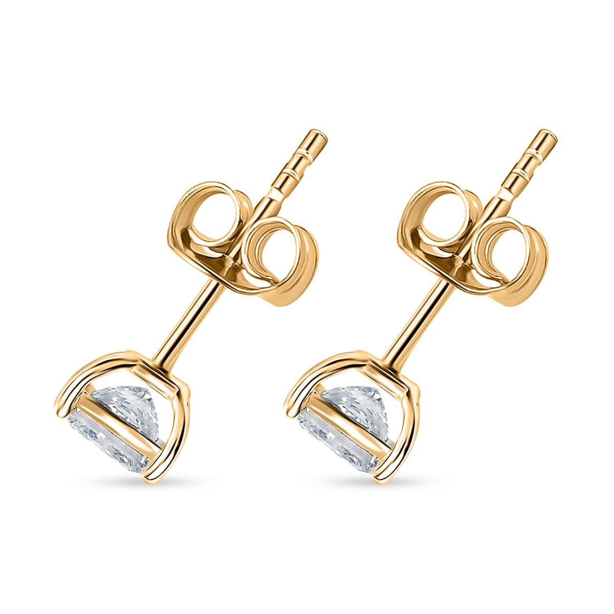 IGI Certified Luxuriant Lab Grown Diamond E-F VS 1.00 ctw Solitaire Stud Earrings in 14K Yellow Gold  image number 4