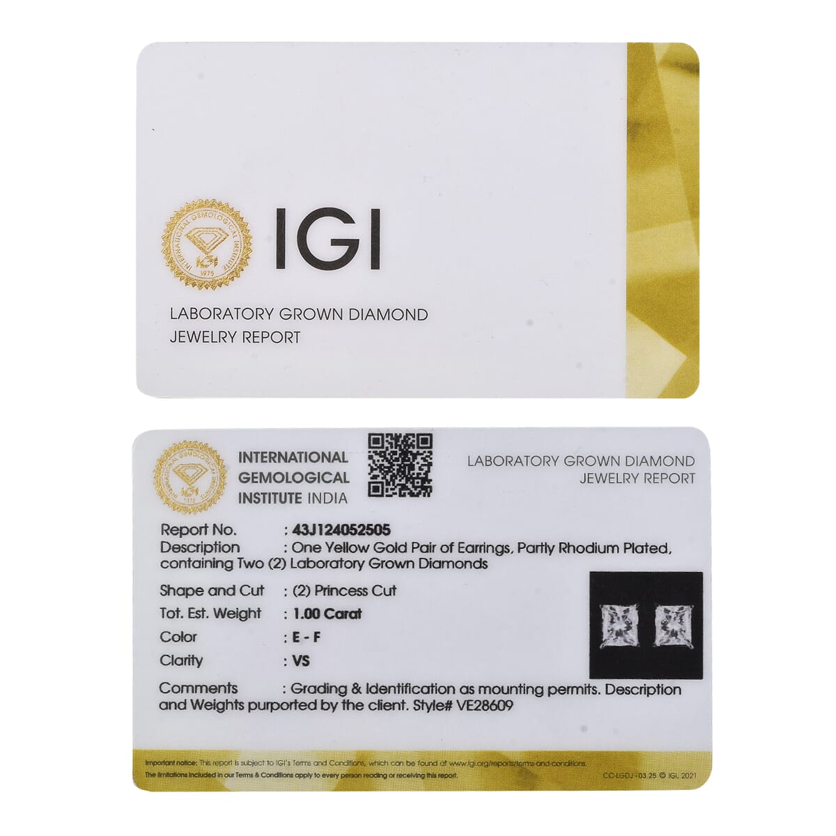IGI Certified Luxuriant Lab Grown Diamond E-F VS 1.00 ctw Solitaire Stud Earrings in 14K Yellow Gold  image number 6