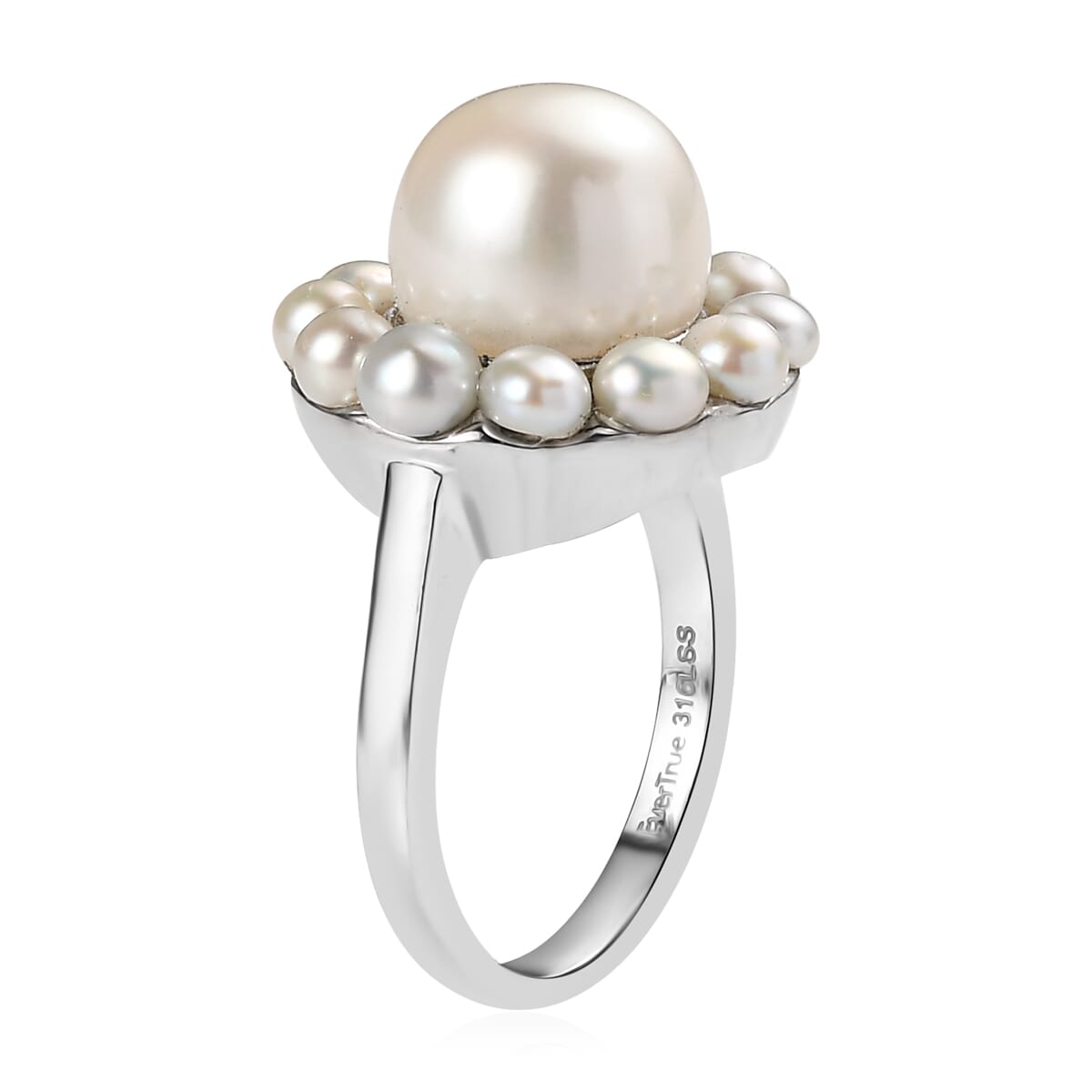 Ever True Freshwater Pearl Celestial Halo Ring in Stainless Steel (Size 10.0) image number 3