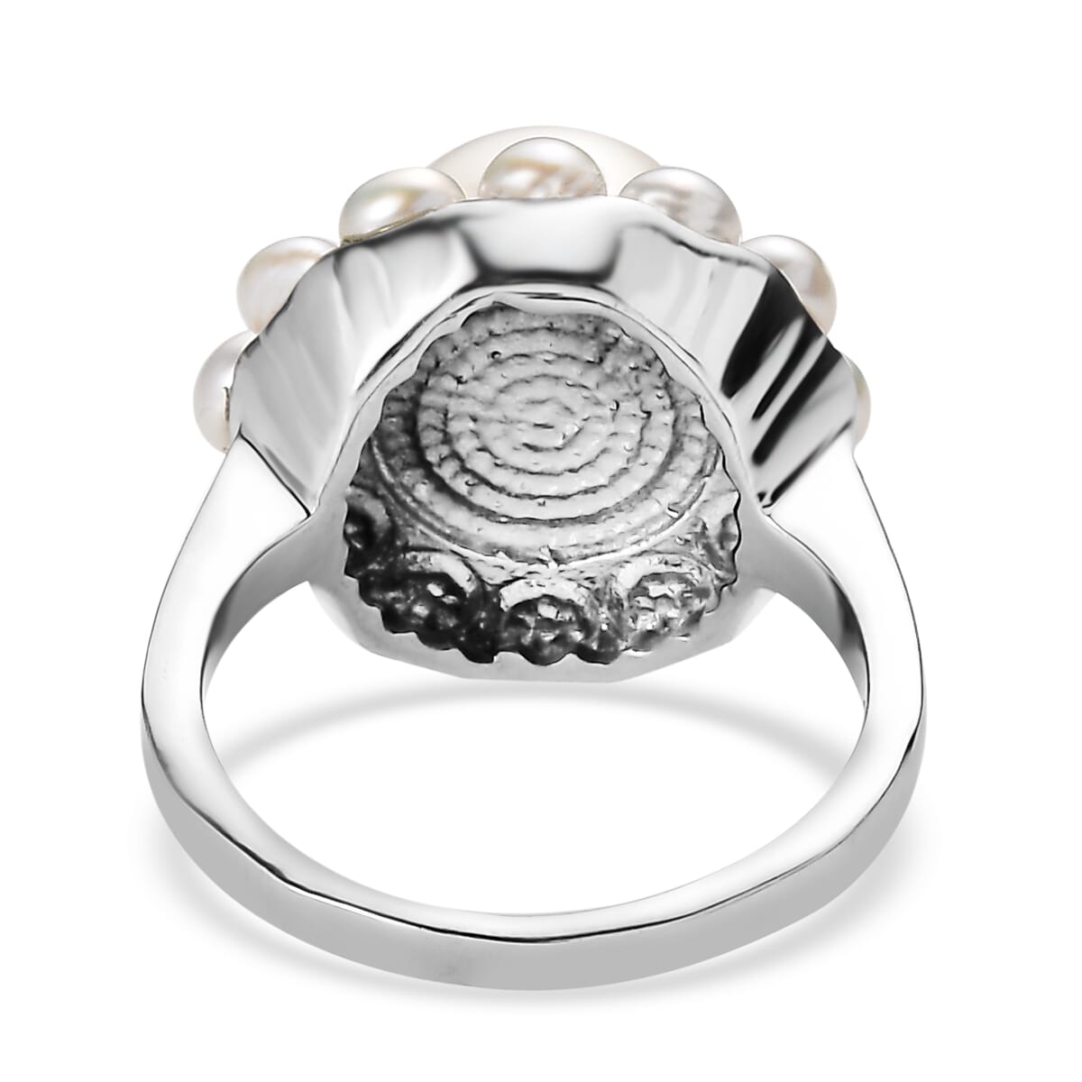 Ever True Freshwater Pearl Celestial Halo Ring in Stainless Steel (Size 10.0) image number 4