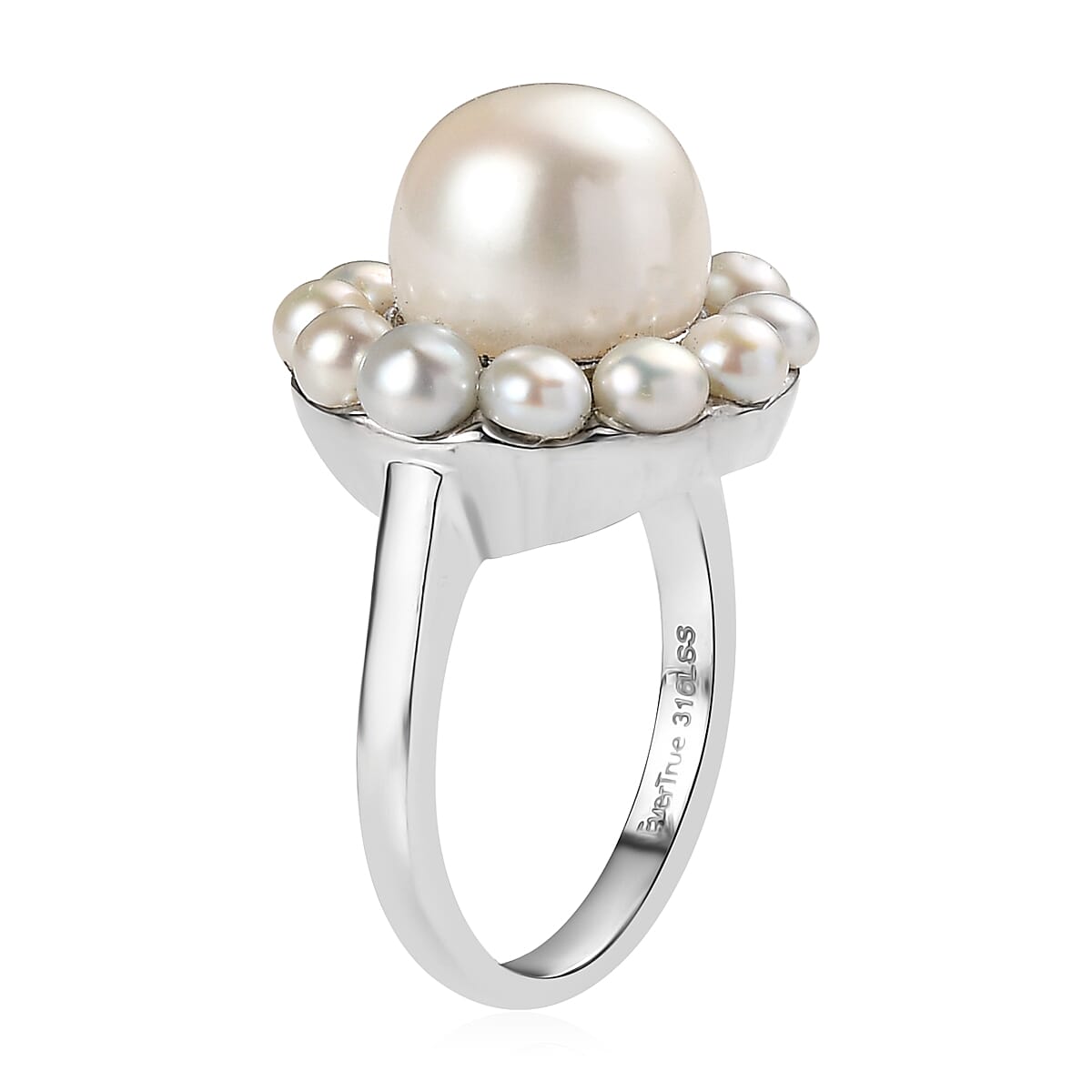 EverTrue Freshwater Pearl Celestial Halo Ring in Stainless Steel (Size 6.0) image number 3