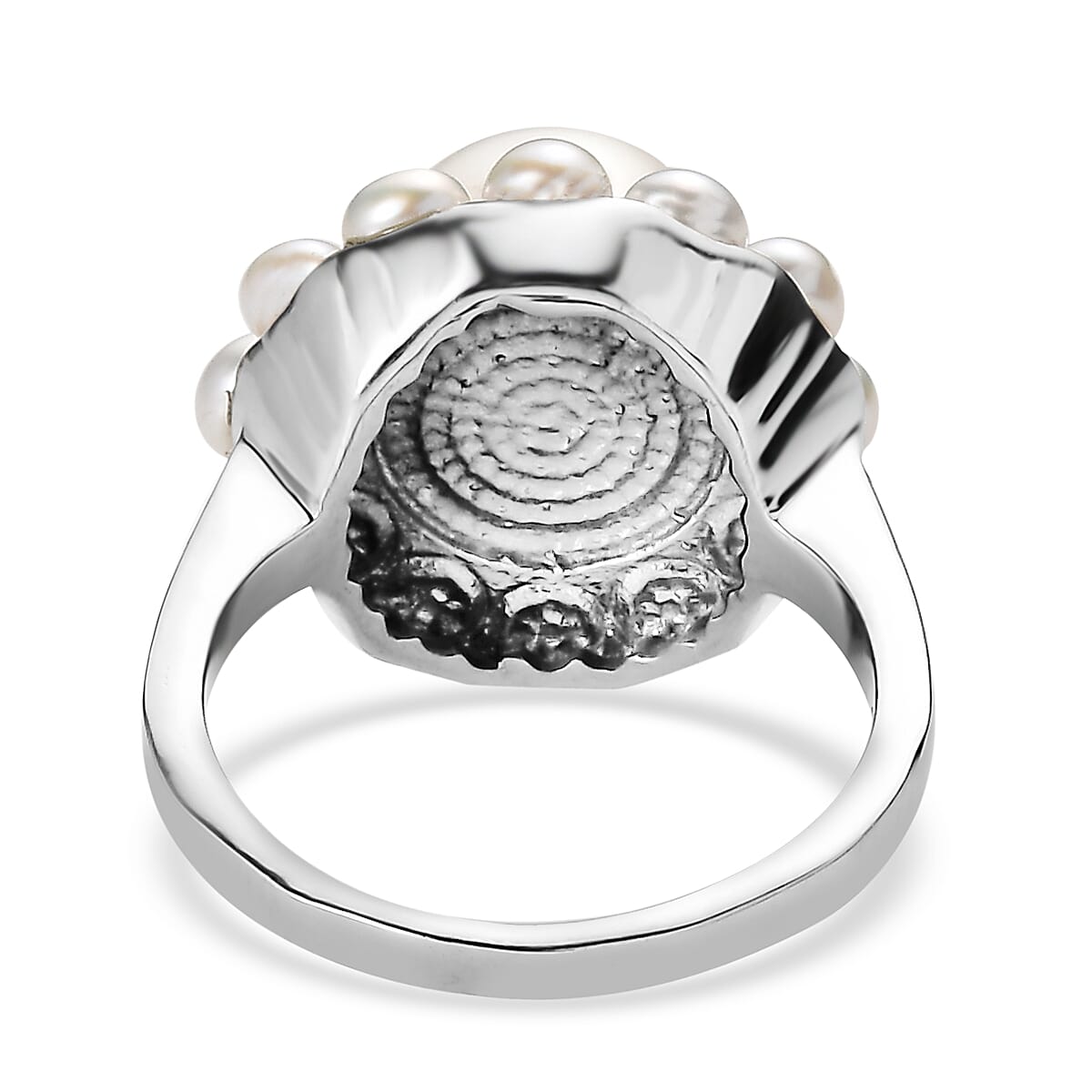 EverTrue Freshwater Pearl Celestial Halo Ring in Stainless Steel (Size 6.0) image number 4