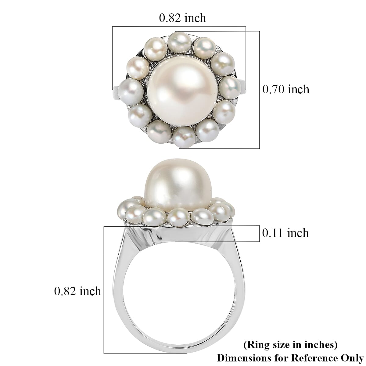 EverTrue Freshwater Pearl Celestial Halo Ring in Stainless Steel (Size 6.0) image number 5