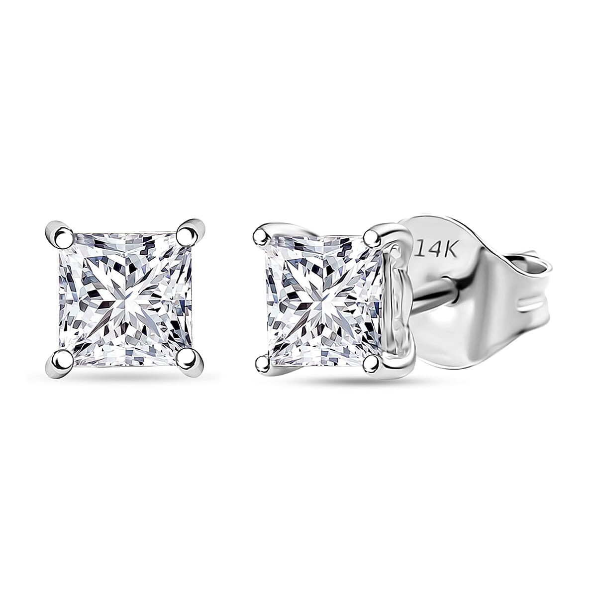 IGI Certificate Luxuriant Lab Grown Diamond E-F VS 1.00 ctw Solitaire Stud Earrings in 14K White Gold  image number 0