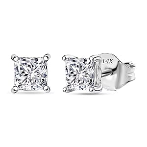 IGI Certified Luxuriant Lab Grown Diamond E-F VS 1.00 ctw Solitaire Stud Earrings in 14K White Gold 