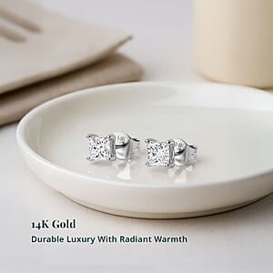 IGI Certified Luxuriant Lab Grown Diamond E-F VS 1.00 ctw Solitaire Stud Earrings in 14K White Gold 