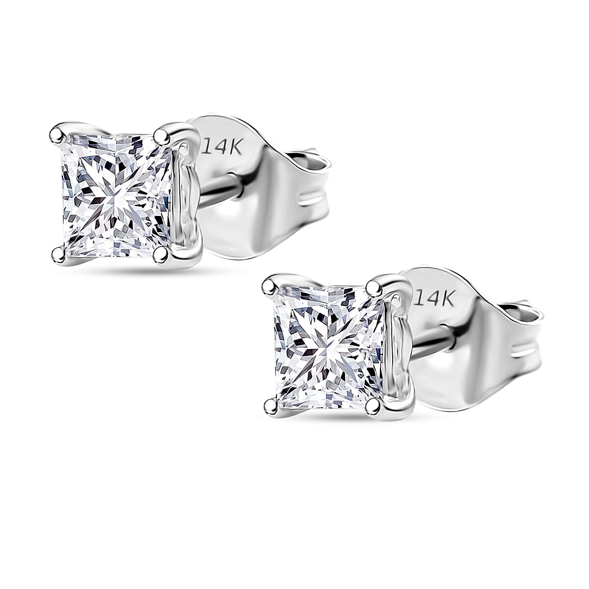 IGI Certificate Luxuriant Lab Grown Diamond E-F VS 1.00 ctw Solitaire Stud Earrings in 14K White Gold  image number 3