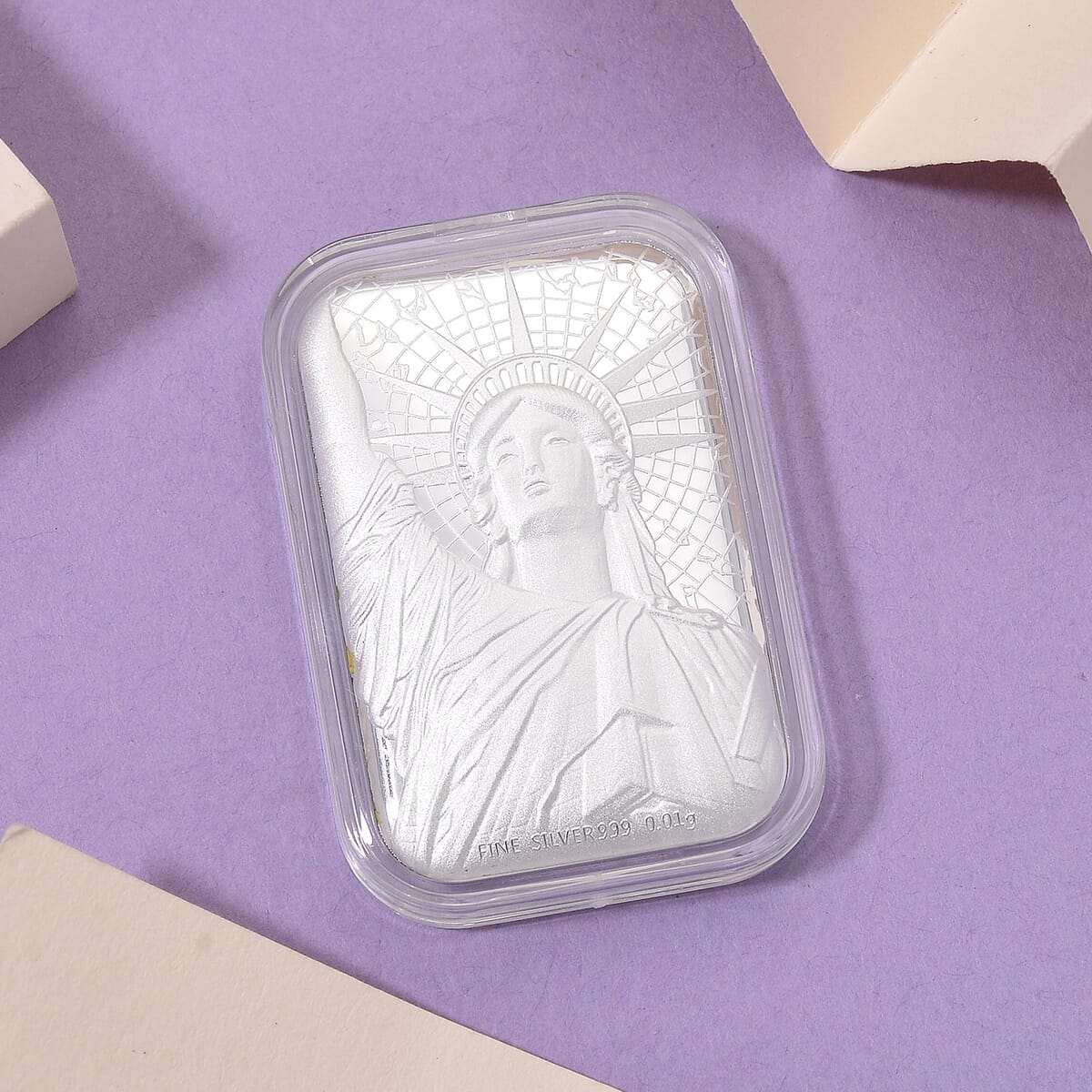 999 Fine Silver Statue of Liberty Emboss Sheet 31x45.5mm (0.01g) image number 1