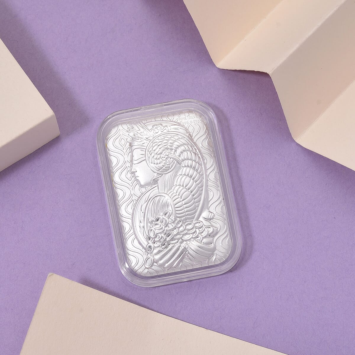 999 Fine Silver Lady Fortuna Emboss Sheet 31x45.5mm (0.01g) image number 1