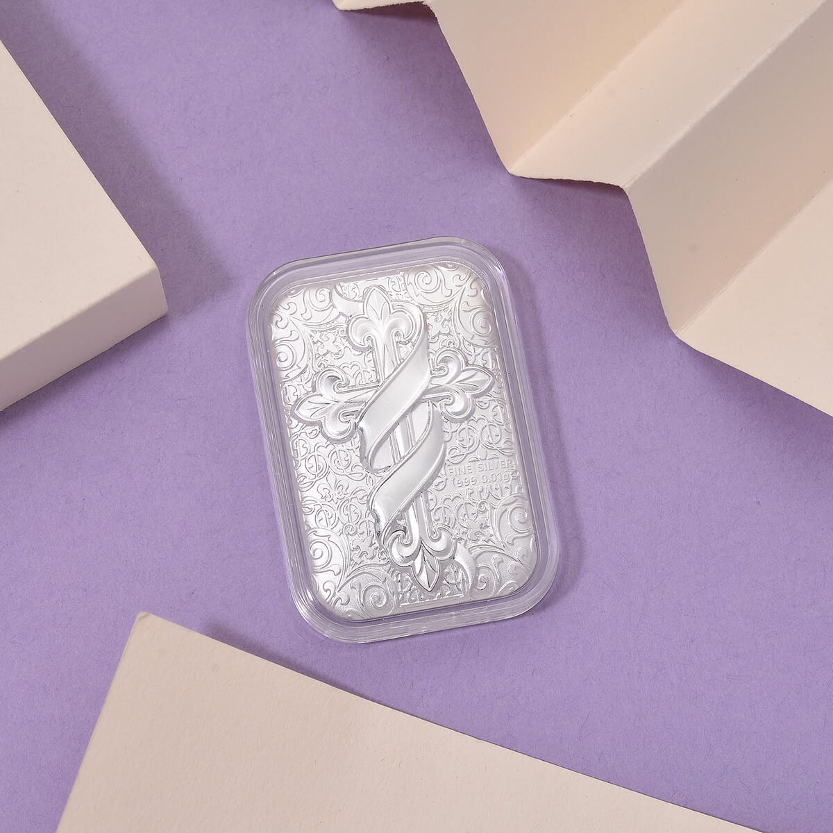 999 Fine Silver Cross Emboss Sheet 31x45.5mm (0.01g) image number 1