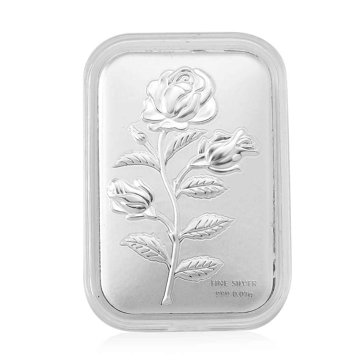 999 Fine Silver Rose Flower Emboss Bar 31x45.5mm (0.01g) image number 0
