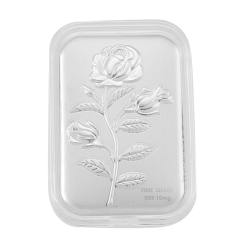 999 Fine Silver Rose Flower Emboss Sheet 31x45.5mm (10mg)