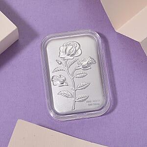 Doorbuster 999 Fine Silver Rose Flower Emboss Sheet 31x45.5mm (10mg)