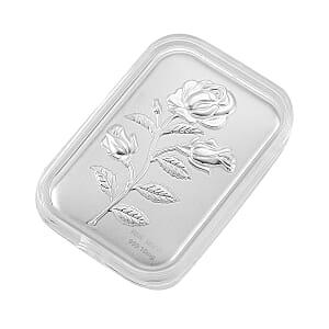 Doorbuster 999 Fine Silver Rose Flower Emboss Sheet 31x45.5mm (10mg)