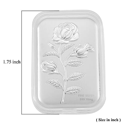 999 Fine Silver Rose Flower Emboss Sheet 31x45.5mm (10mg)