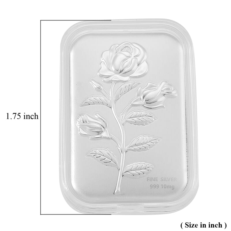999 Fine Silver Rose Flower Emboss Sheet 31x45.5mm (10mg)