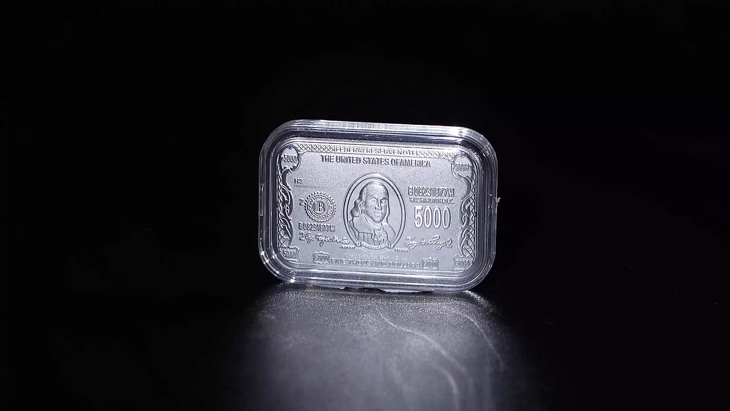 999 Fine Silver Rose Flower Emboss Bar 31x45.5mm (0.01g)