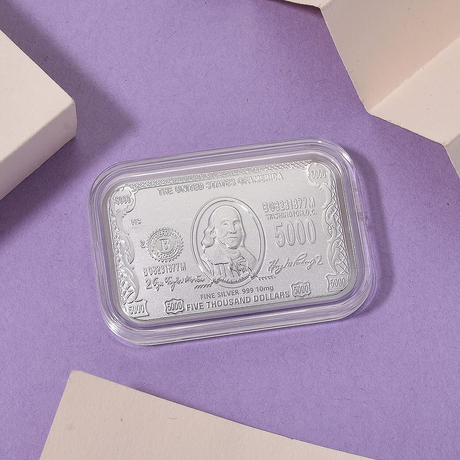 999 Fine Silver Currency Emboss Sheet 31x45.5mm (10mg)